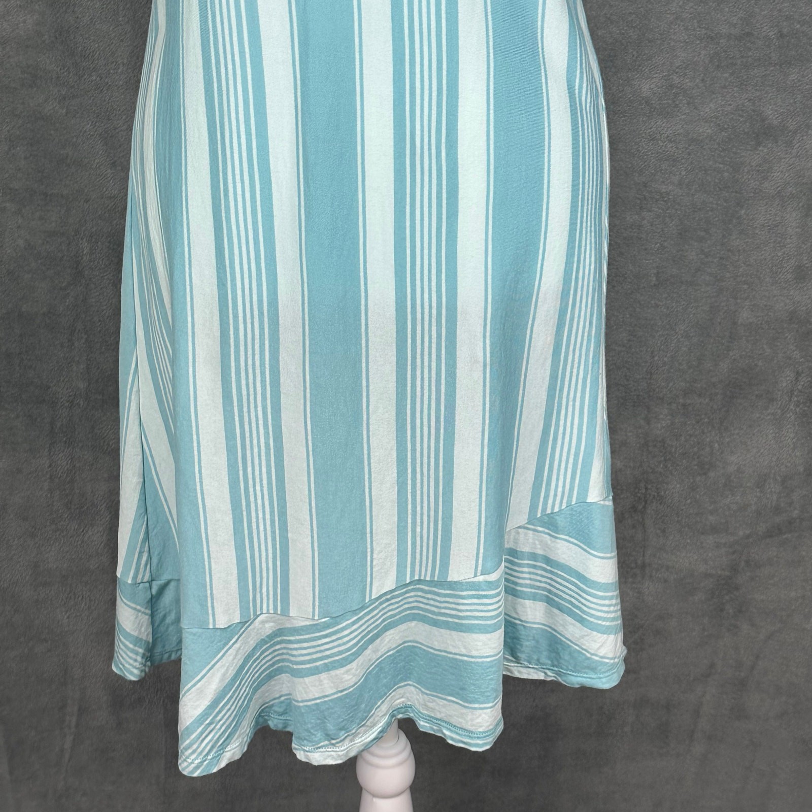 Patagonia Dress Womens Small Blue Striped Alpine Valley Ruffle Outdoor Nature