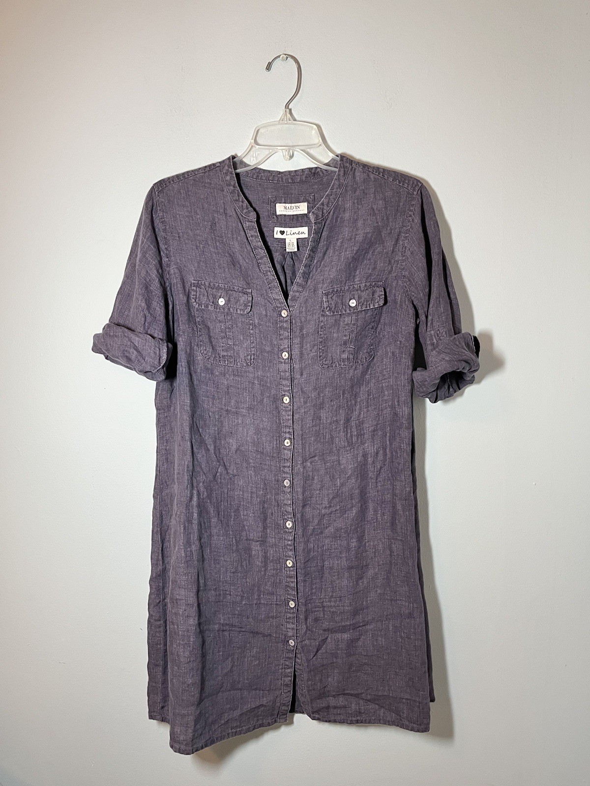 Malvin Hamburg Germany I Love Linen Travel Resort PeriBlue Lagenlook Dress Sz L