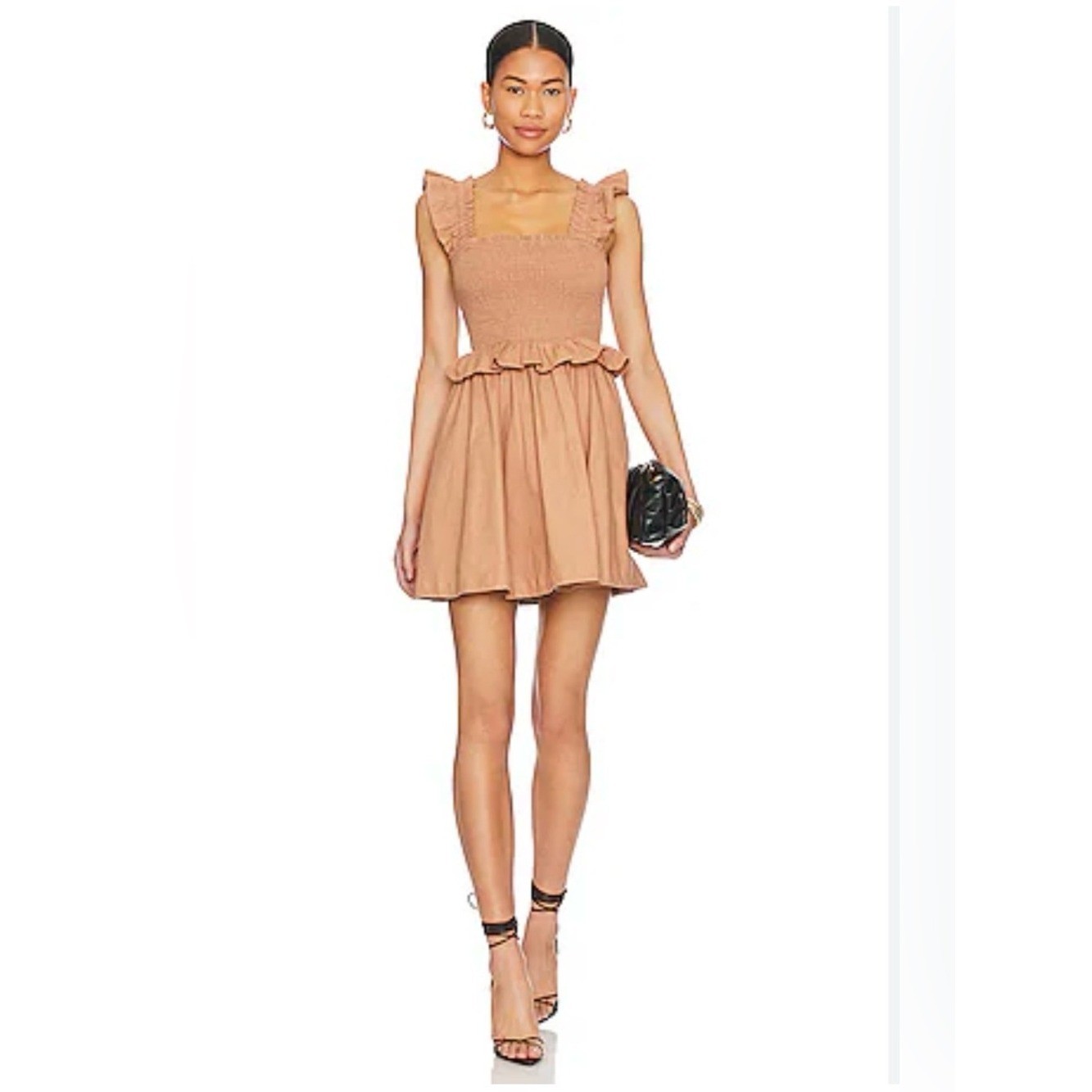 Tularosa Hillary Mini Dress Copper Smocked Ruffle Strap Mini Small