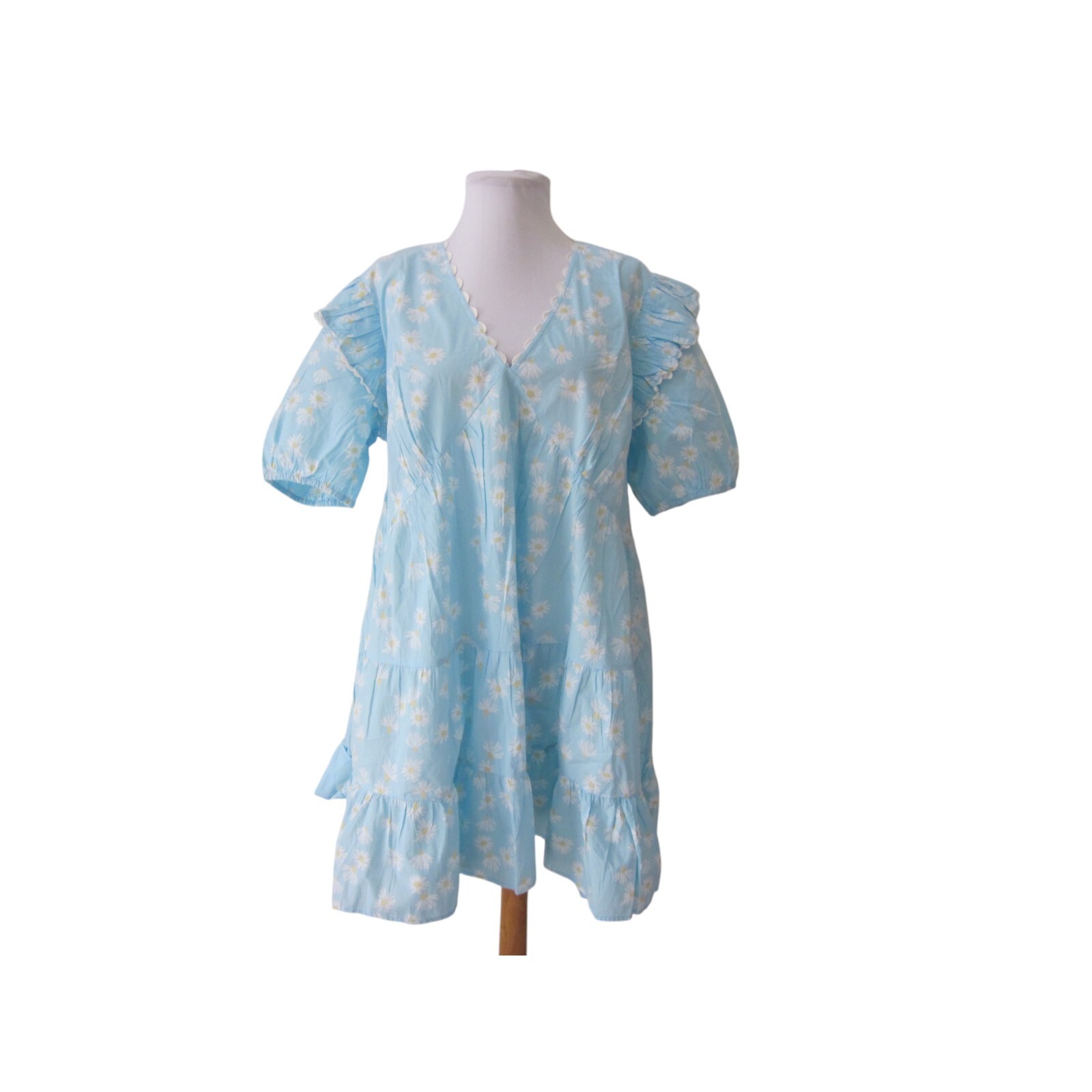 NWT SIMPLY SOUTHERN Blue w/ Daisy Print Drop Waist Short Sleeve Dress Sz XL