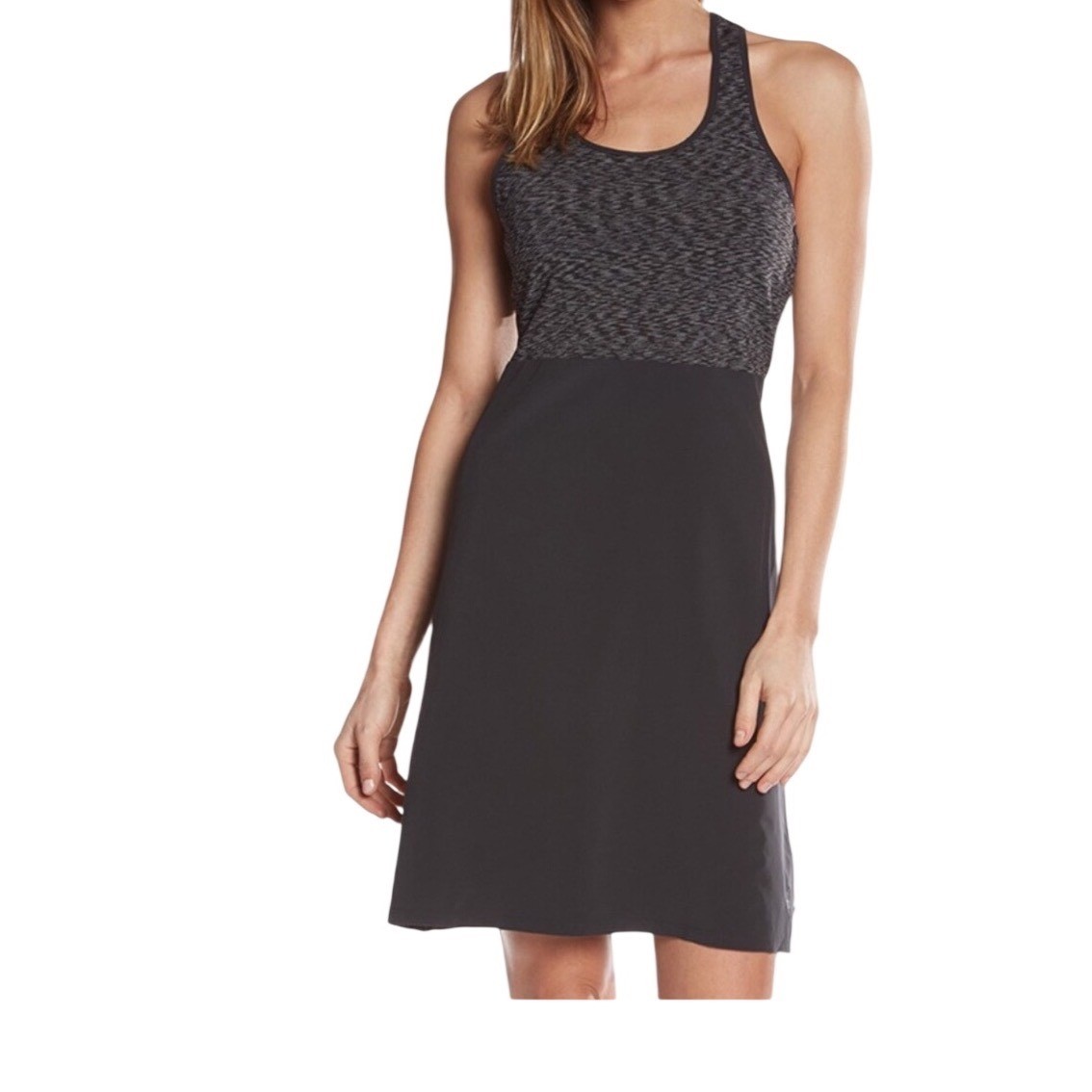 Smartwool Willow Lake Merino Wool Blend Crisscross Back Dress Black Gray XL NEW