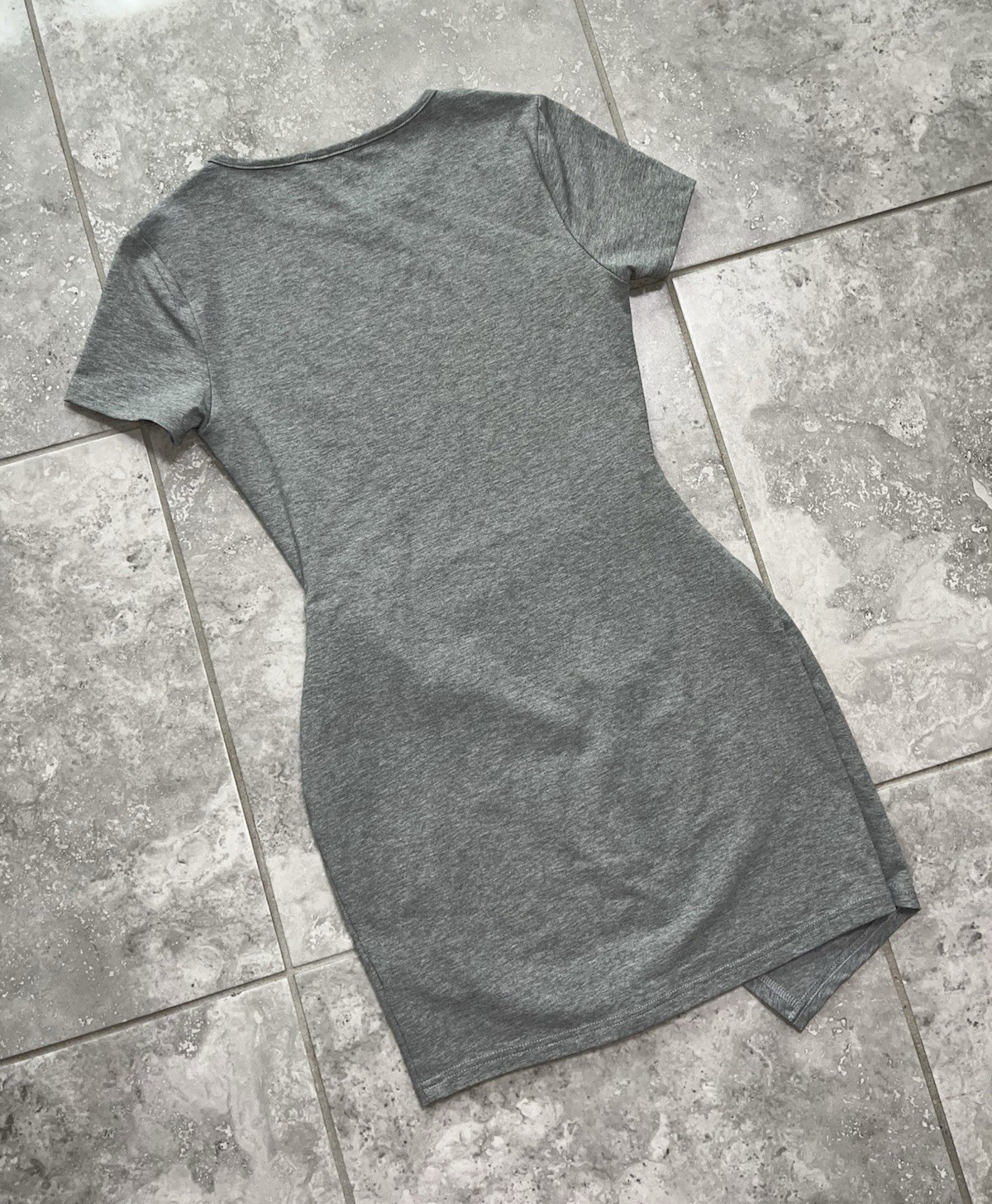 Superdown Revolve Faux Wrap Front T Shirt Mini Dress Short Sleeve Gray New S