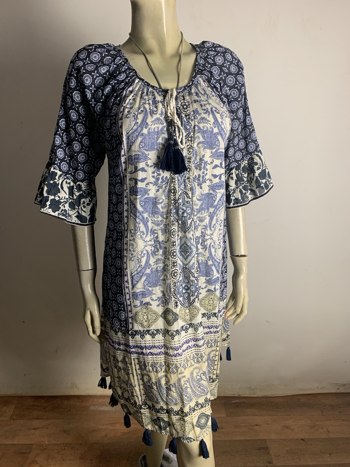 ORIENTIQUE Cotton Dress sz 10 12 NEW – BUY Any 5 Items = Free Post