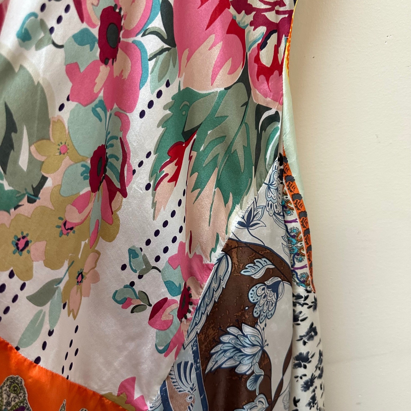 Johnny Was Georgette Patchwork Floral Paisley Maxi Dress V-Neck PXS Multi-Color