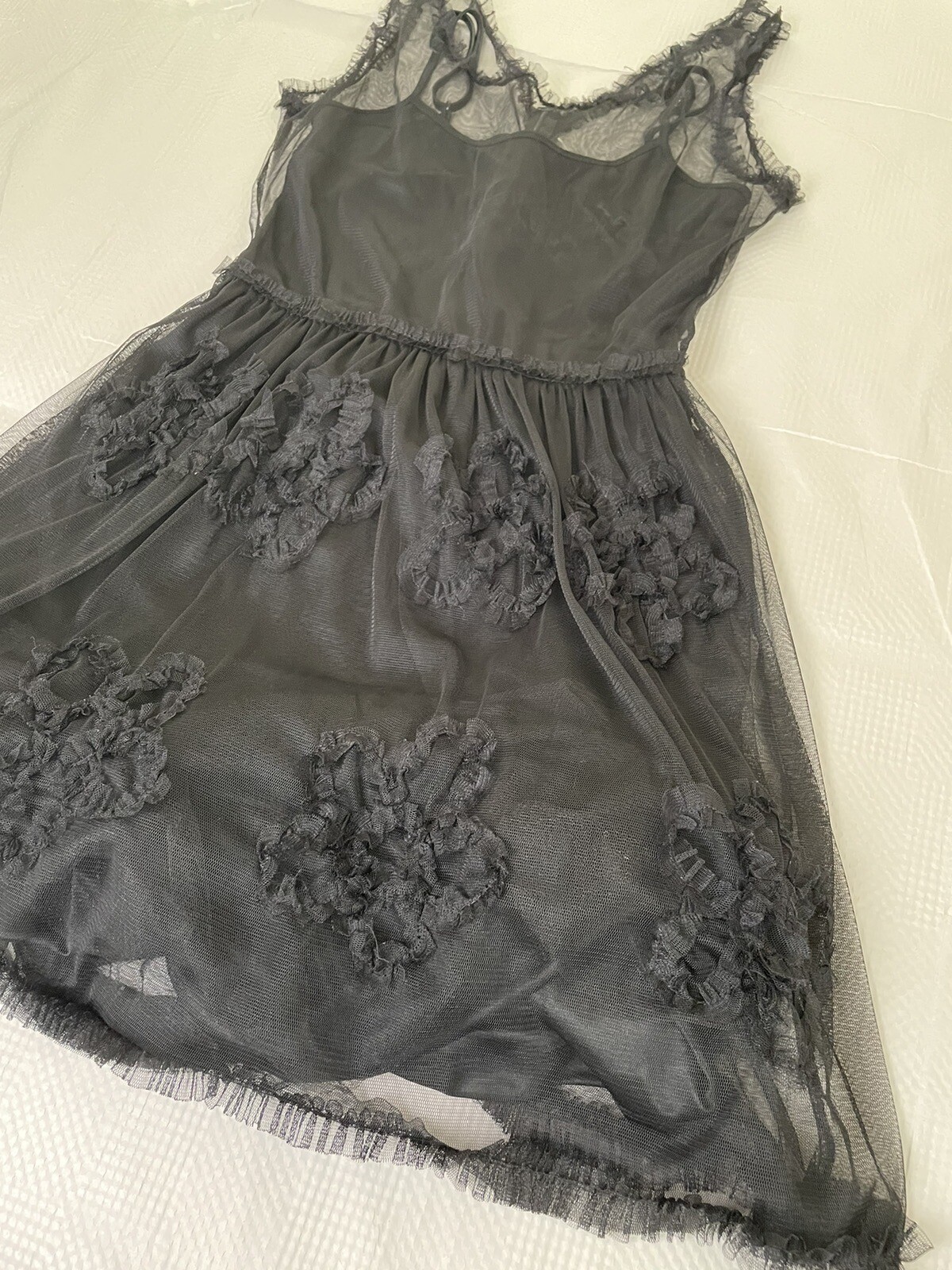 American Rag Sleeveless Rosette Fabric Trim Black Cocktail Dress Size Small