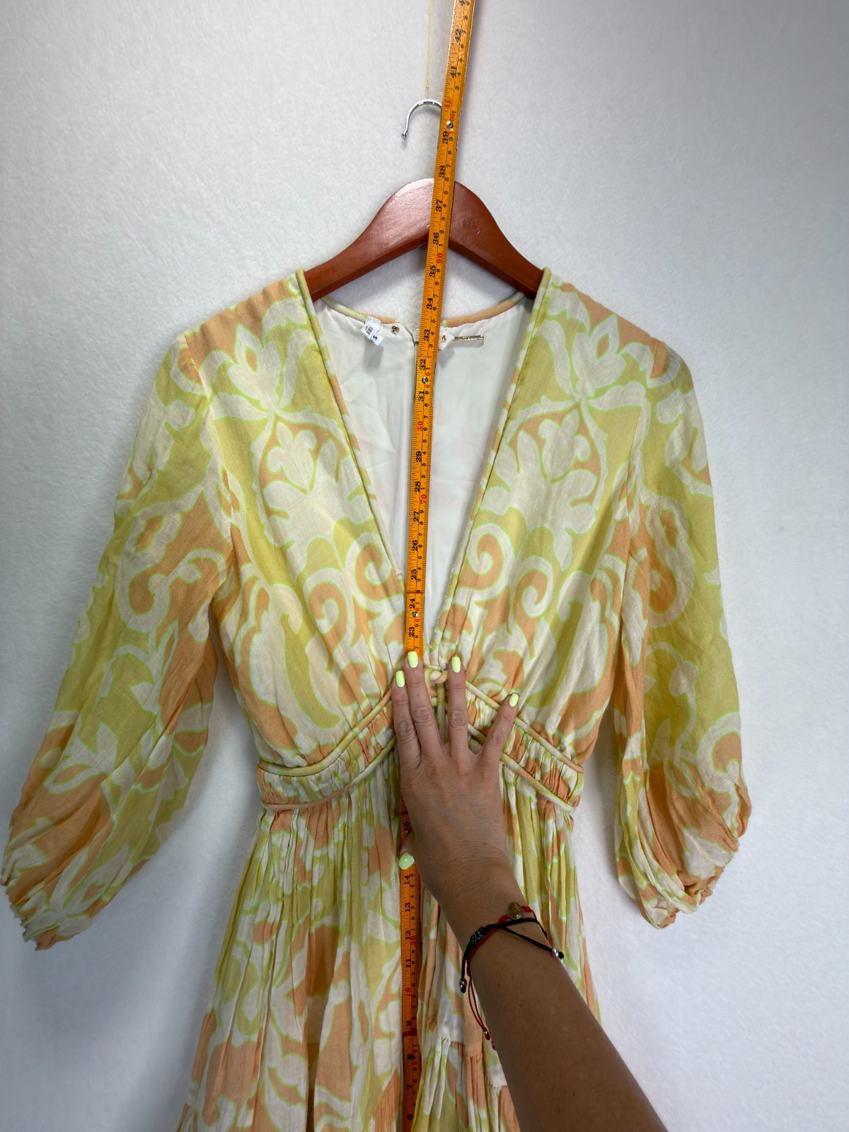 ALEXIS Capri Short Mini Dress Yellow Abstract Print 3/4 Sleeve, Size S