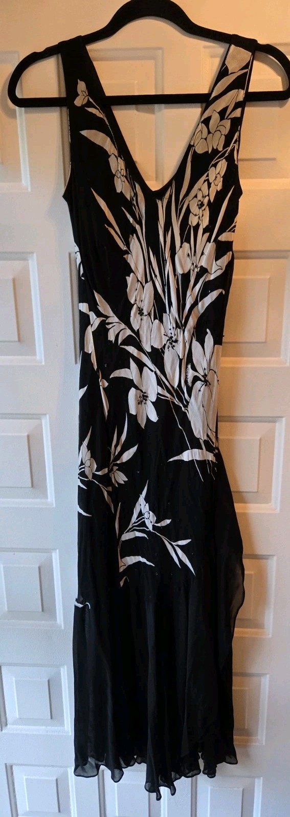 Vintage Y2K Beaded Ruffle Floral Evening Dress Size 6 Fairy Romantic Whimsigoth