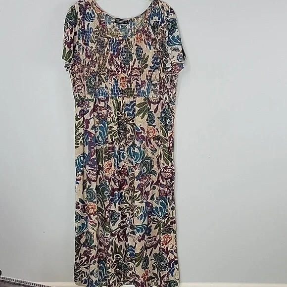 Elementz Women’s Maxi Dress Smocked dress short sleeves size 2X long