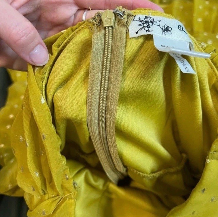 “ORANGE” Yellow One-Shoulder Ruffle Dress Size: Small