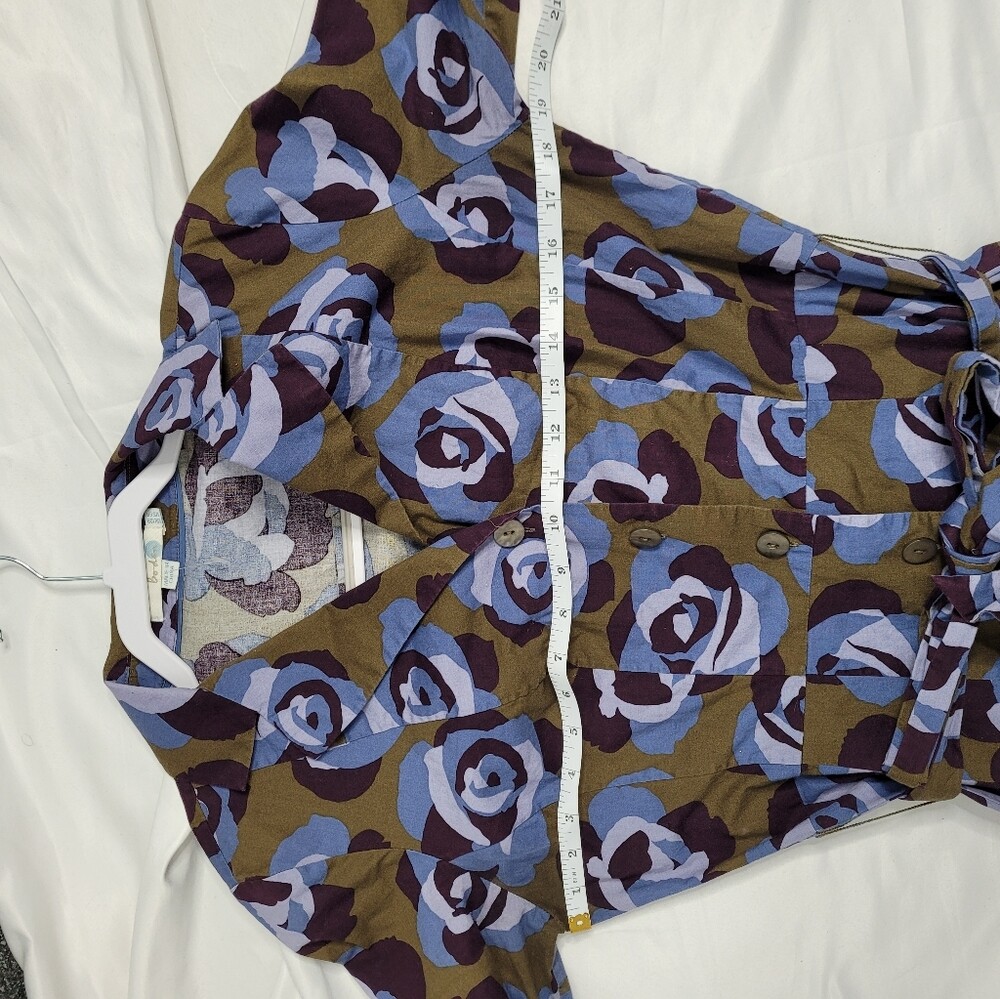 BODEN Riviera floral button up tie shirt dress 6