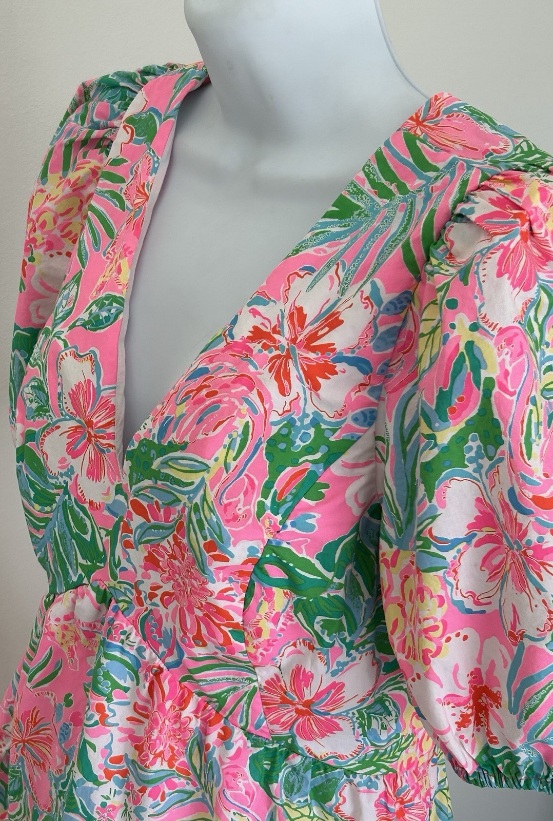 Lilly Pulitzer Size 10 NALANI Cotton Dress JOURNEY TO THE JUNGLE Pink Palm Leave