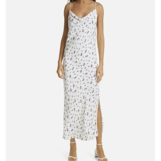 Samsoe Samsoe Apples ML Dress Sun Bouquet White Floral Cowl Neck Slip Dress L