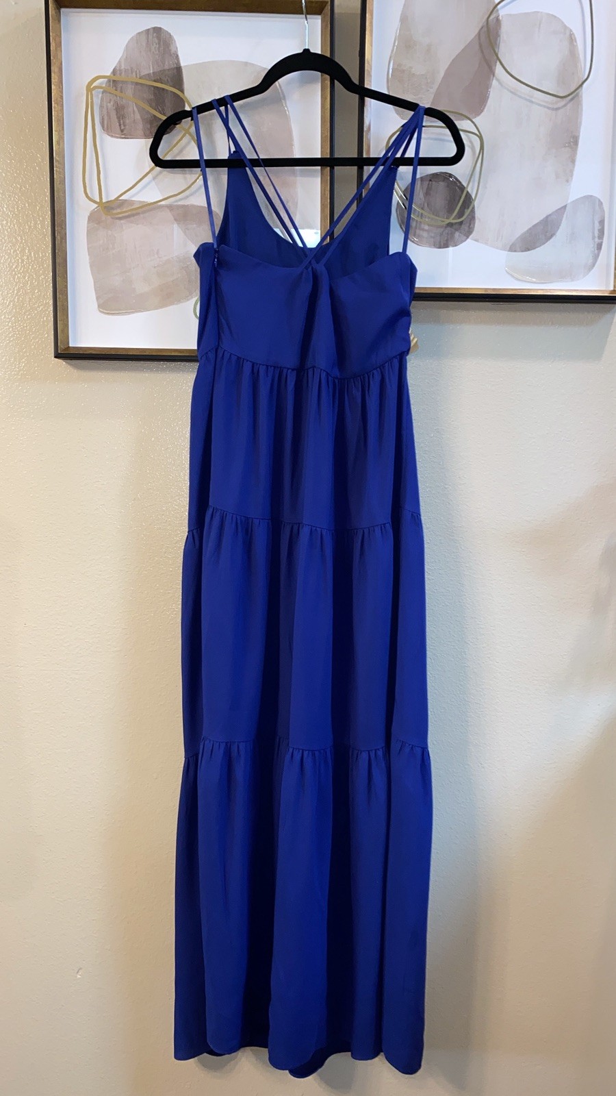 LOFT Tiered Maxi Dress Blue Strappy Criss Cross Back Women’s Size 4 (S)