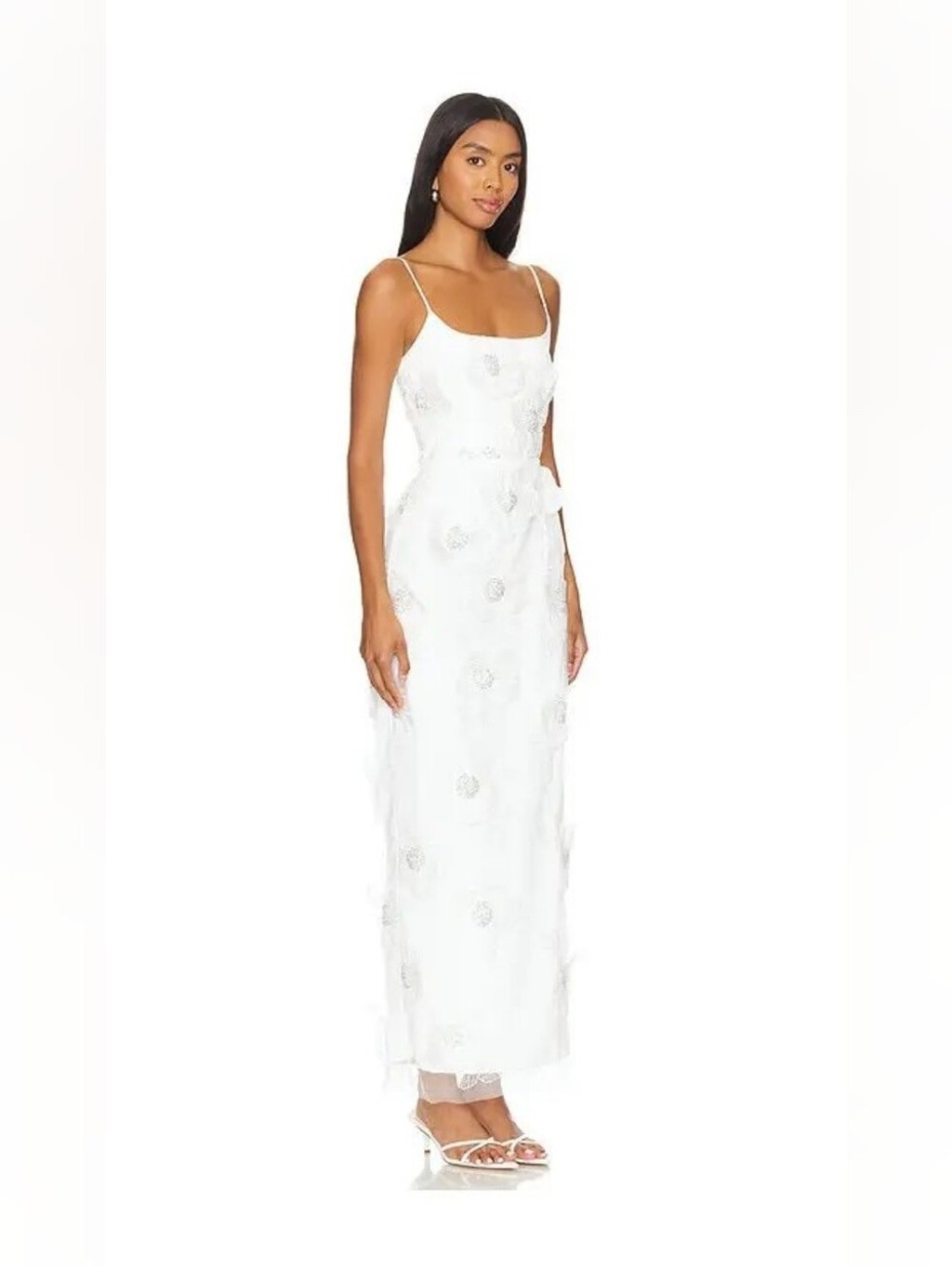 NWT $448 ELLIATT Dahlia Midi Dress With 3d Floral Applique Small