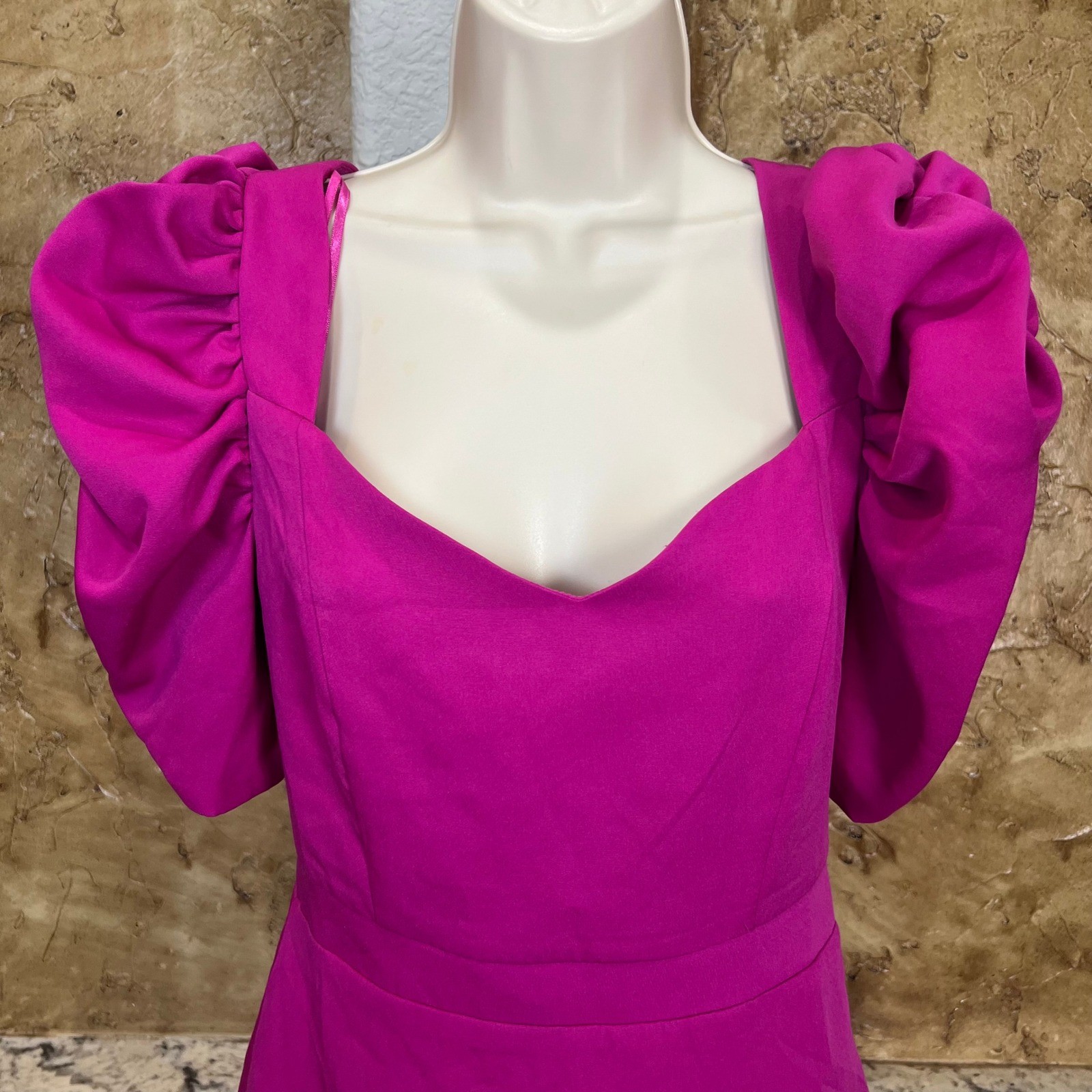 NWT DO+BE Mini Dress Small Magenta Puff Sleeve Sweetheart Neckline Barbiecore