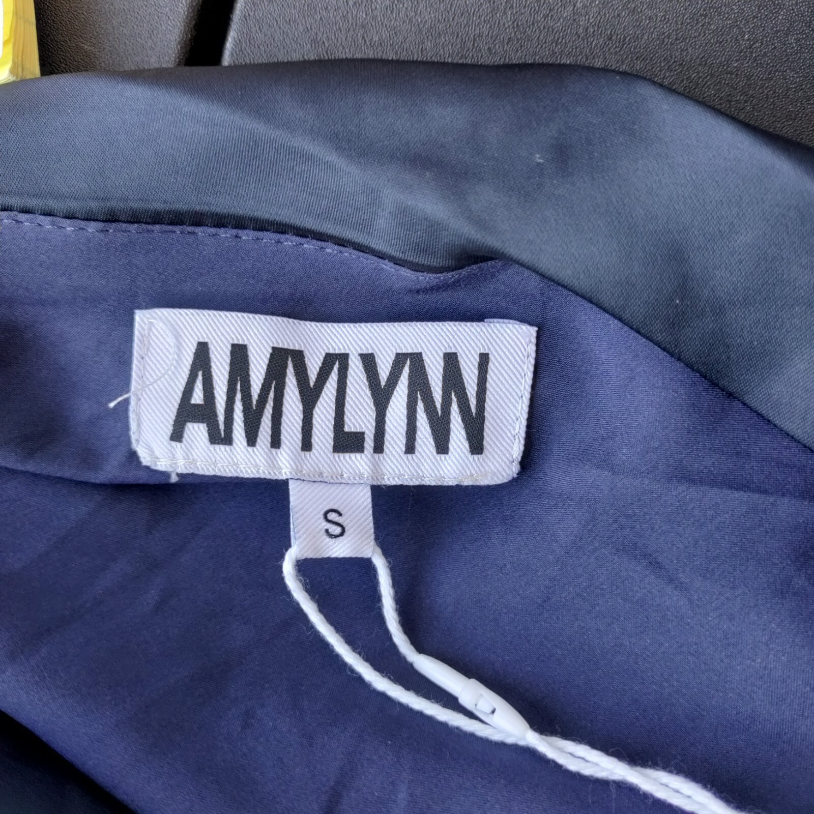 New Amylynn Satin One Shoulder Tie Sash Asymmetrical Midi Dress Small Women Blue