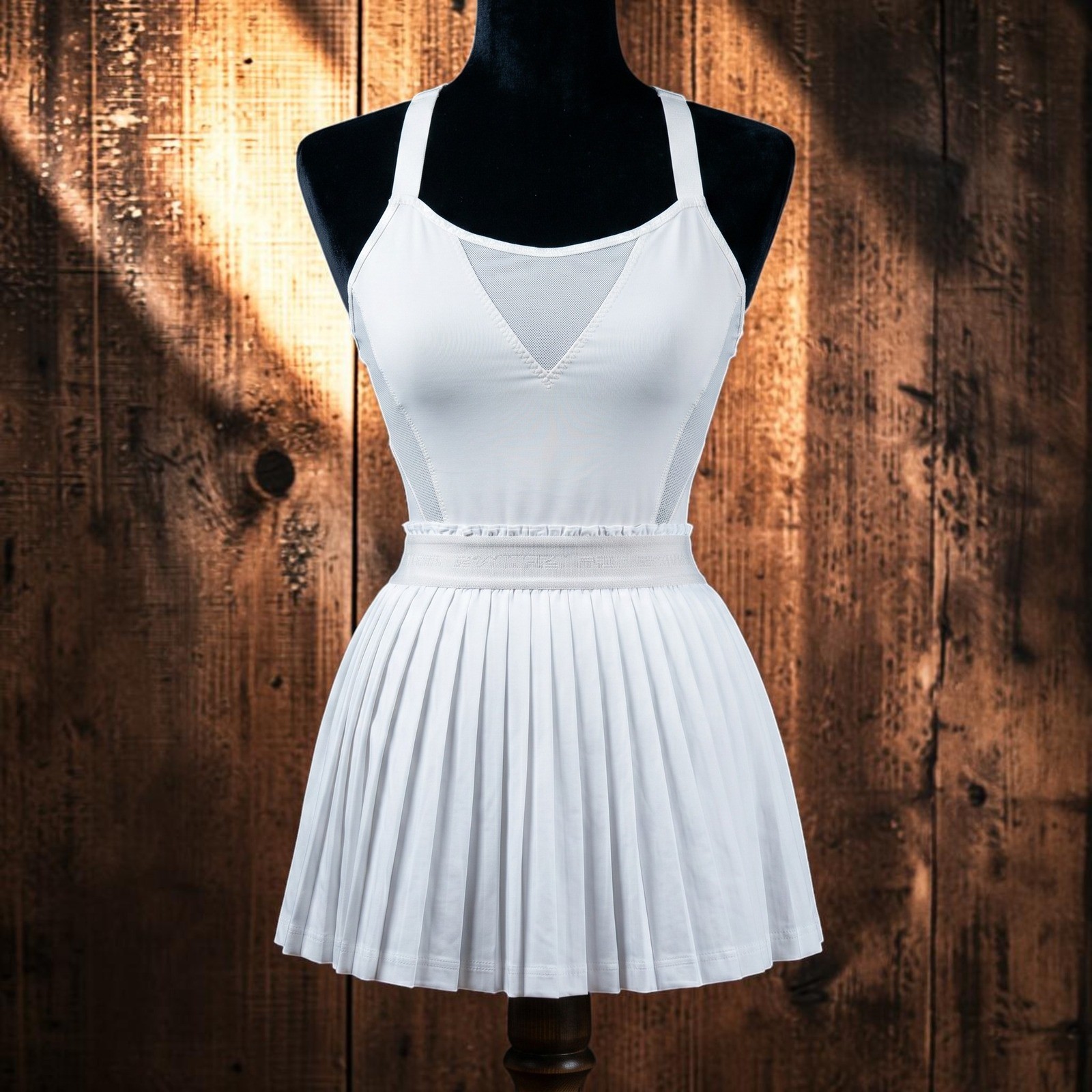 XS Adidas by Stella McCartney V12746 White Pleated Racerback Tennis Dress