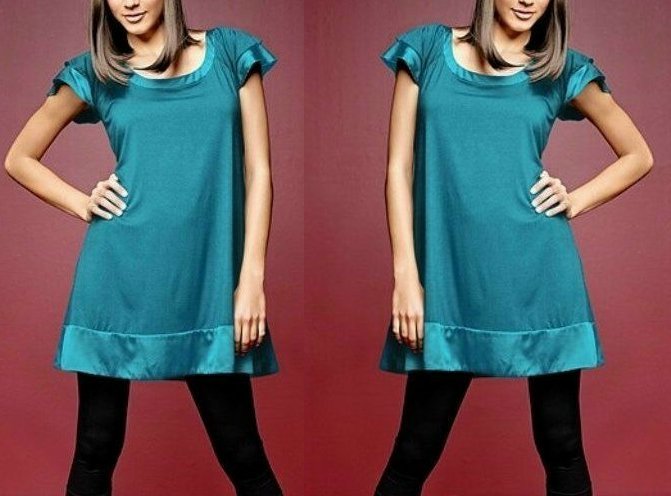 Fine ladies’ long top mini dress tunic style emerald satin gloss 36/38 new top