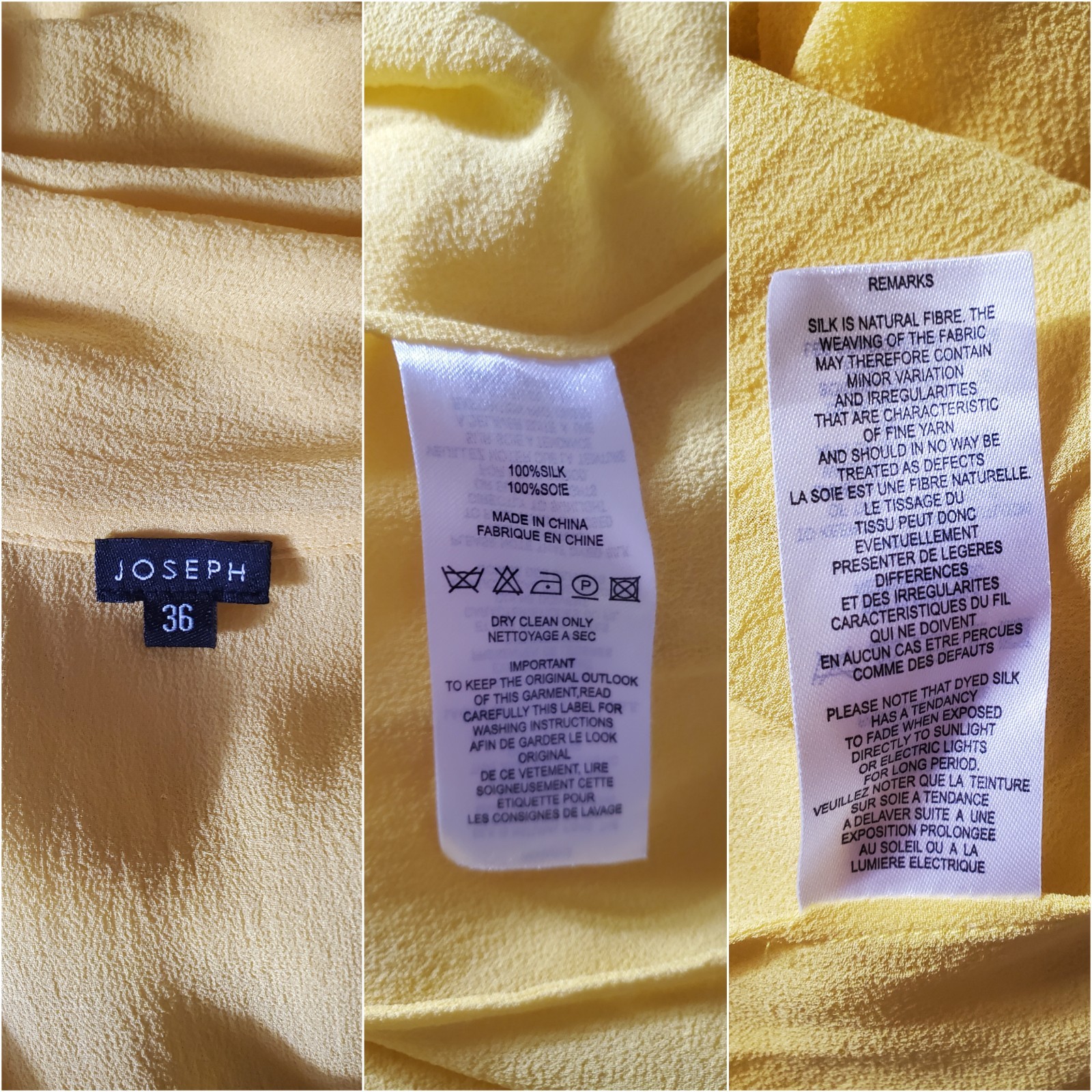 JOSEPH 100% Silk Yellow Halterneck Midi Dress UK 8 FR 36 Tie Neck Designer
