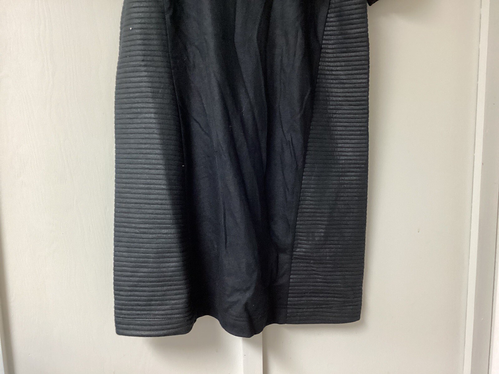 Fabletics Brenna Black Quilted Sweater Dress Size Large Short Sleeve Fleece New