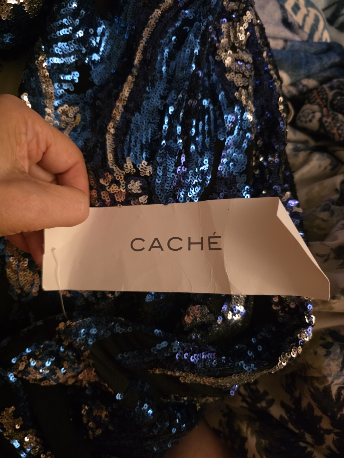 CACHE Sequin Blue And Silver Medium Size New With TAGS ELEGANT AND GORGEUS