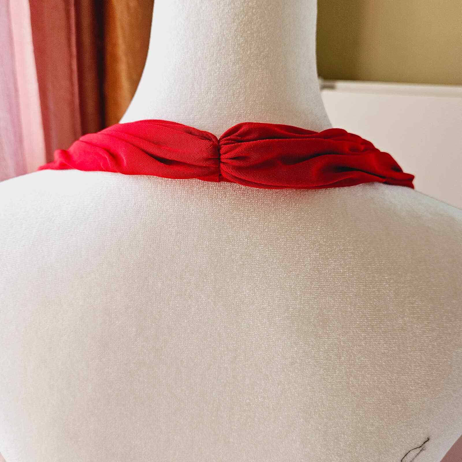 Size 10 Niteline Della Roufogali Red Halter Strap Ruched Bodice Elegant Formal