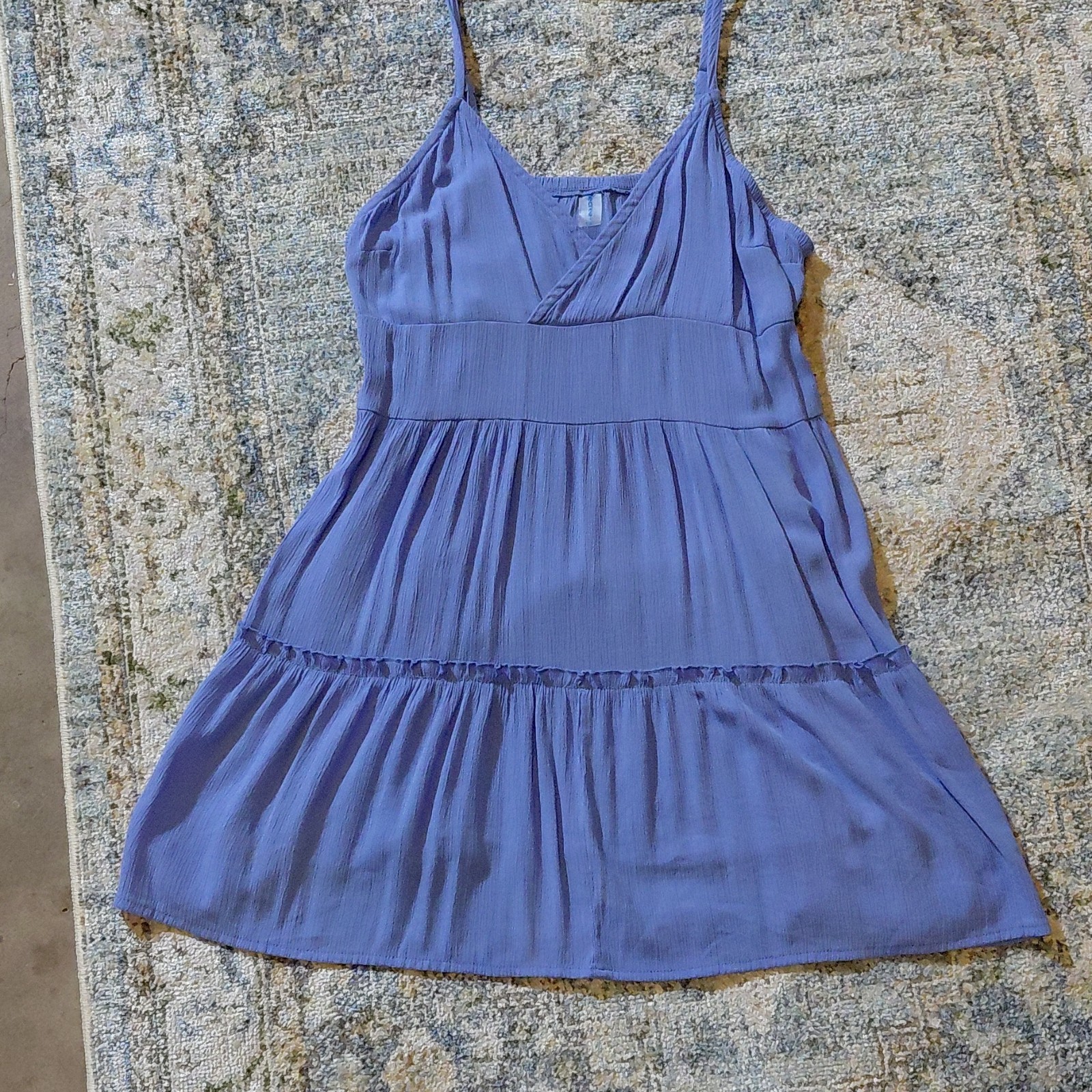 decree Blue Layered Sleeveless V-Neck Short Sundress Straps Size L