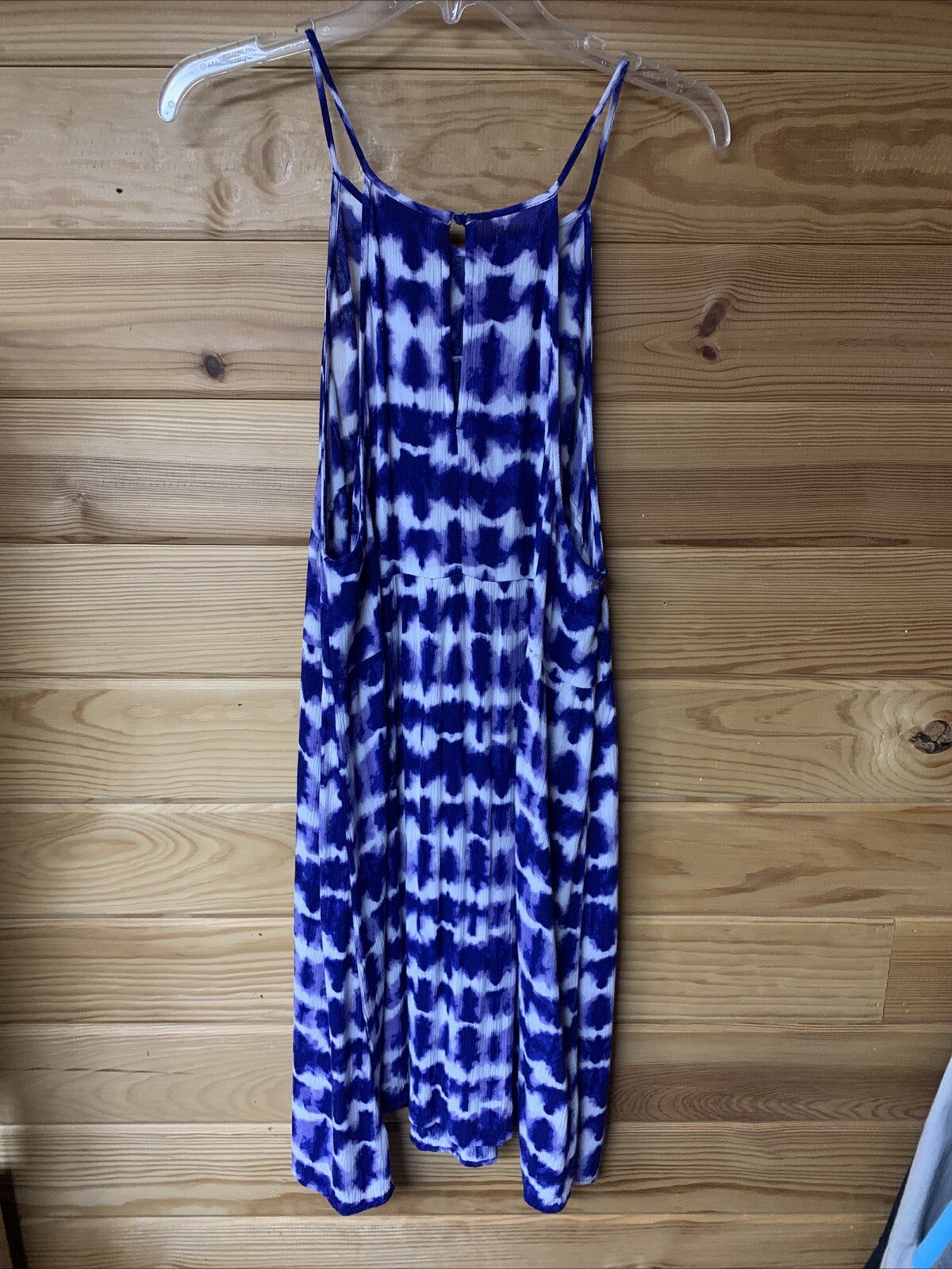 Mossimo Supply Co blue /white spaghetti strap dress cut out pleated dress XL
