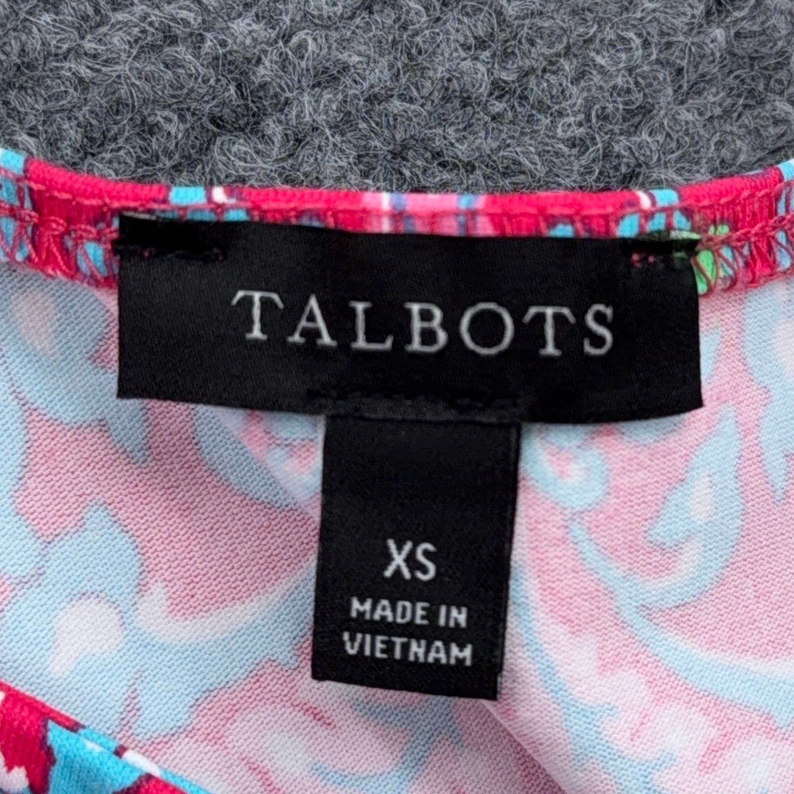 Talbots Paisley Shift Dress Womens XS Nylon Spandex Pink Blue Sleeveless