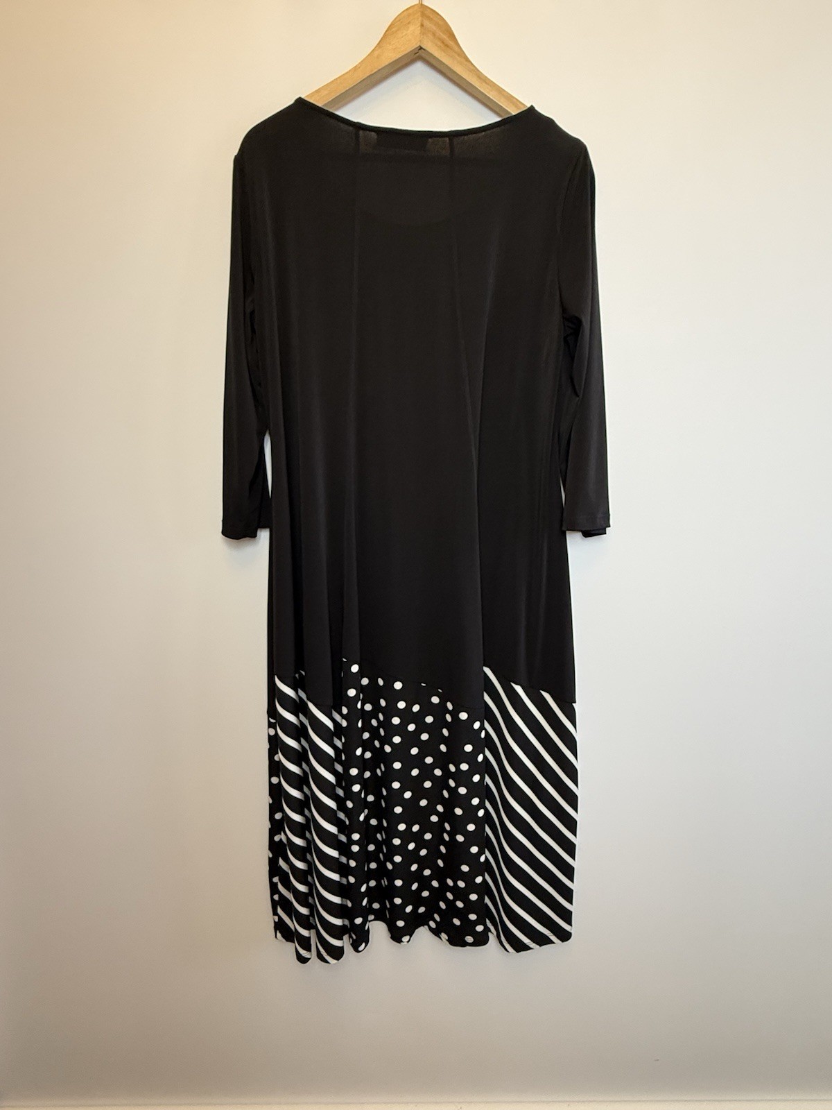 Elena Miro Womens Size UK 14 Black Mixed Pattern A Line Midi Dress