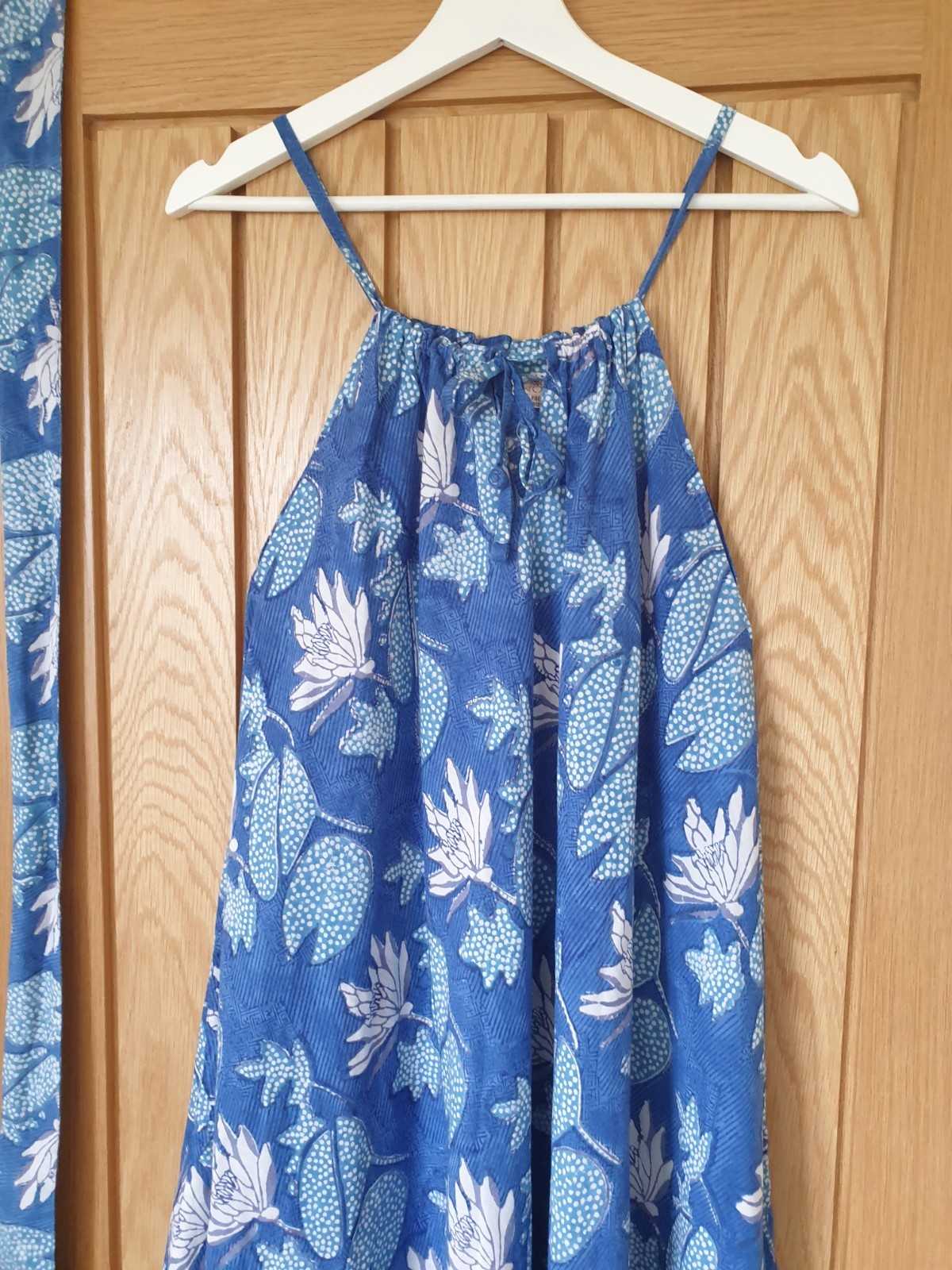 indigo Block Print Indian Anokhi Floral Cotton hippy boho tank Dress S M l XL