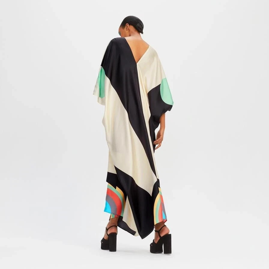 Soft Satin Silk Kaftan, Causal Beach Wear Kaftan, Resort Wear Kaftan Dress J5631