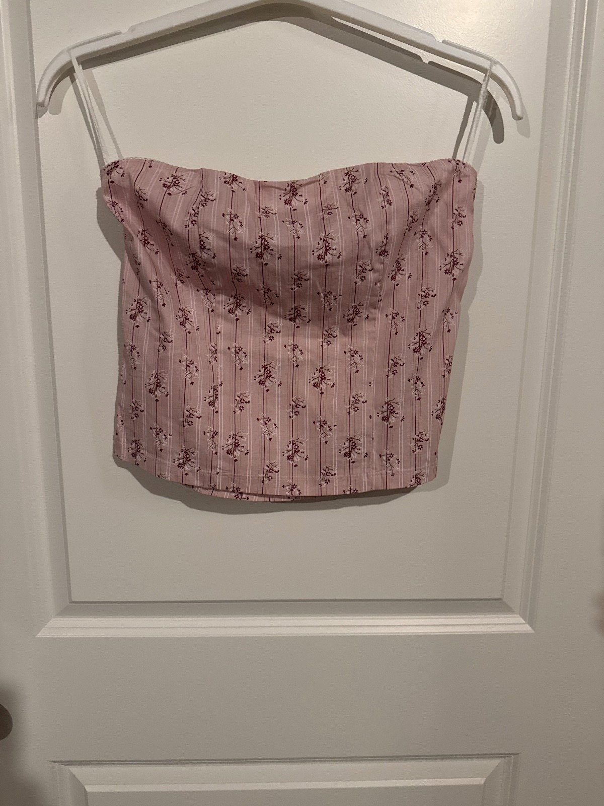 Charlotte Russe Pink Floral Strapless Crop Top Medium