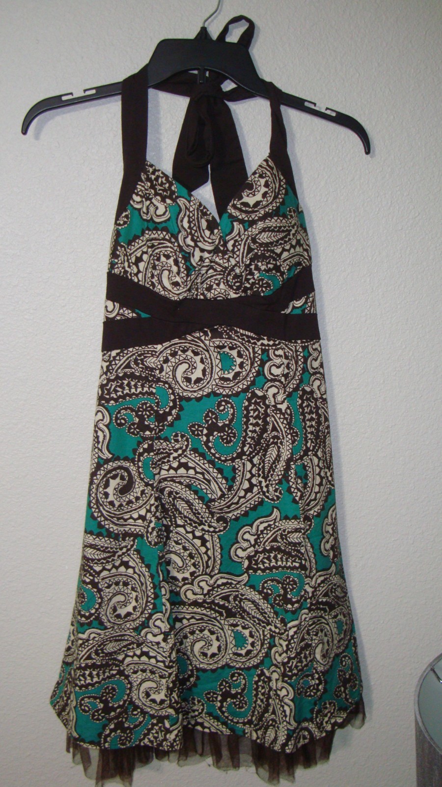 Ruby Rox Brown Teal Tan Mosaic Halter Fit & Flare Dance Dress Juniors Size 11