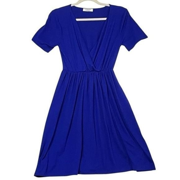 Zenana Fit & Flare Dress S Royal Blue Womens Surplice V-Neck PD-2376AB Excellent