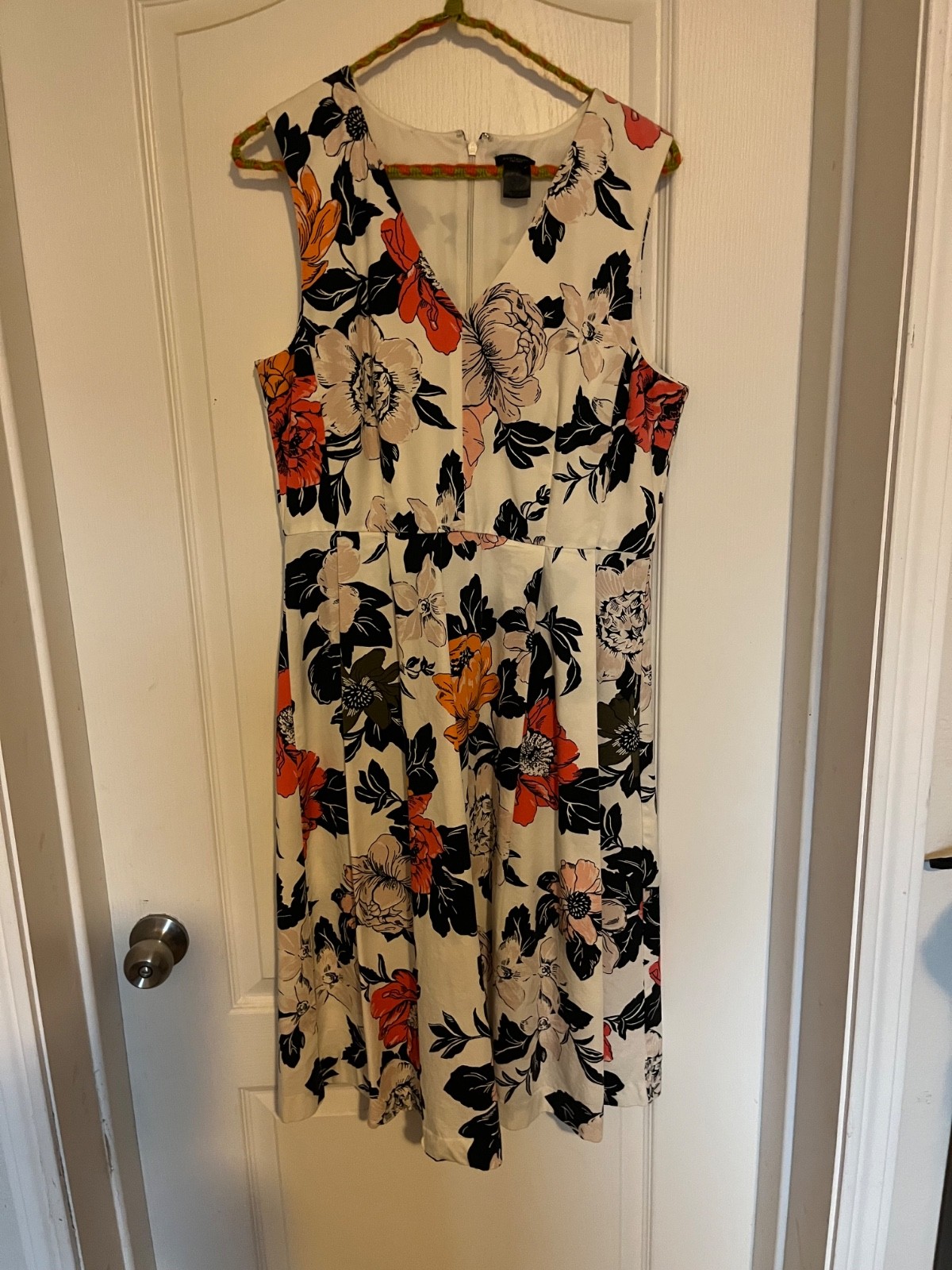 Ann Taylor, 100% Cotton A Line Floral midi dress