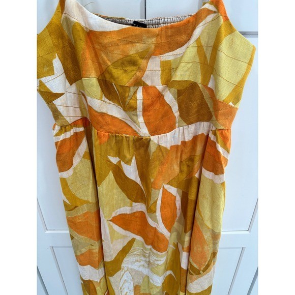 1 STATE Orange Yellow Abstract Leaf Print Maxi Dress XL