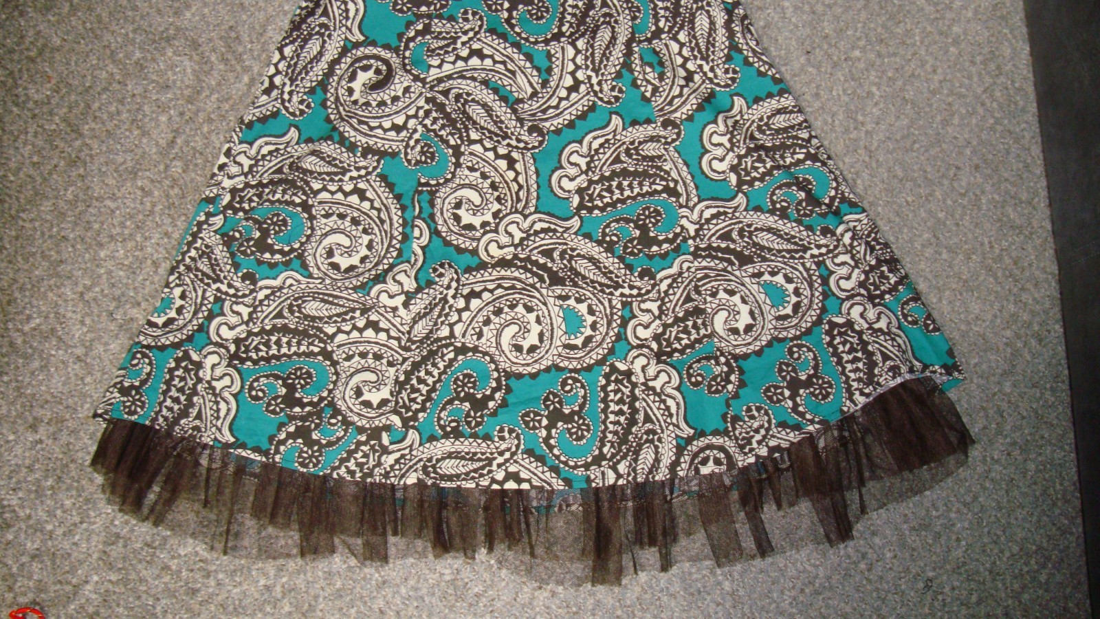Ruby Rox Brown Teal Tan Mosaic Halter Fit & Flare Dance Dress Juniors Size 11