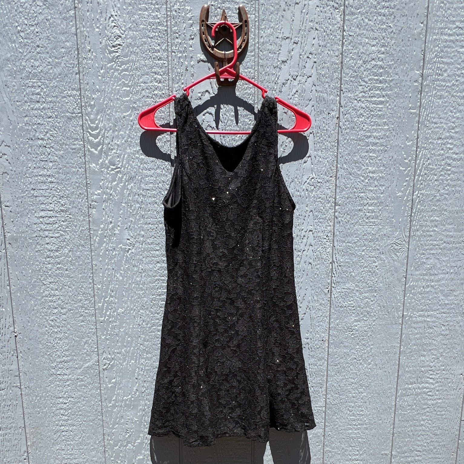 Speechless Black Lace Floral A-Line Short Dress V-Neck Sleeveless Tie L