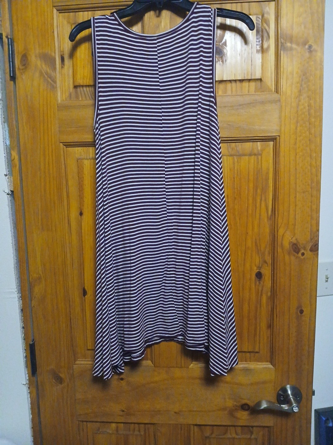 Decree Womens Large Purple White Striped Sleeveless T-shirt Dress Casual