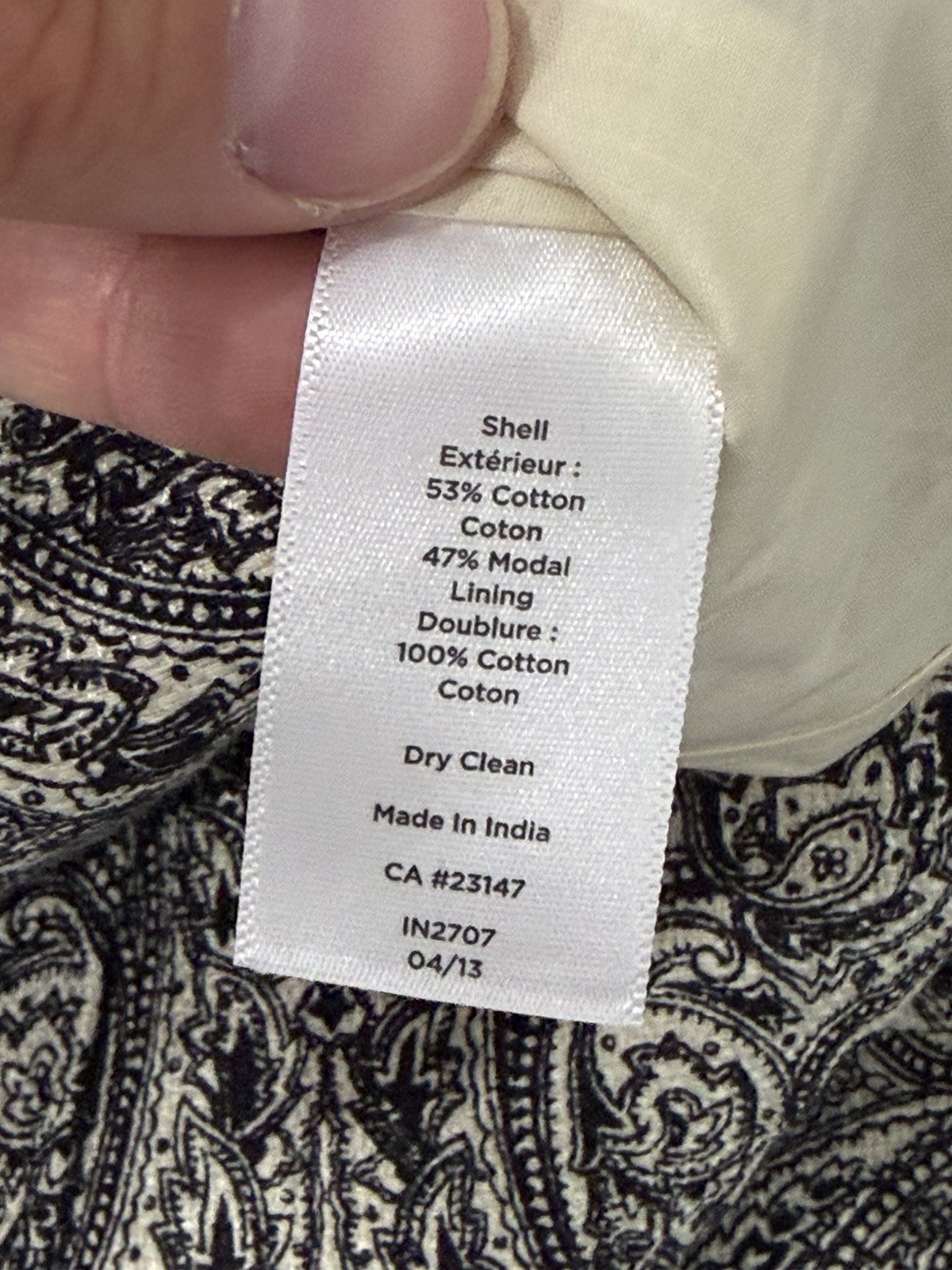 Talbots NEW $139 Sz 14P Cotton Ble Sheath Shift Dress Lined Paisley Black White