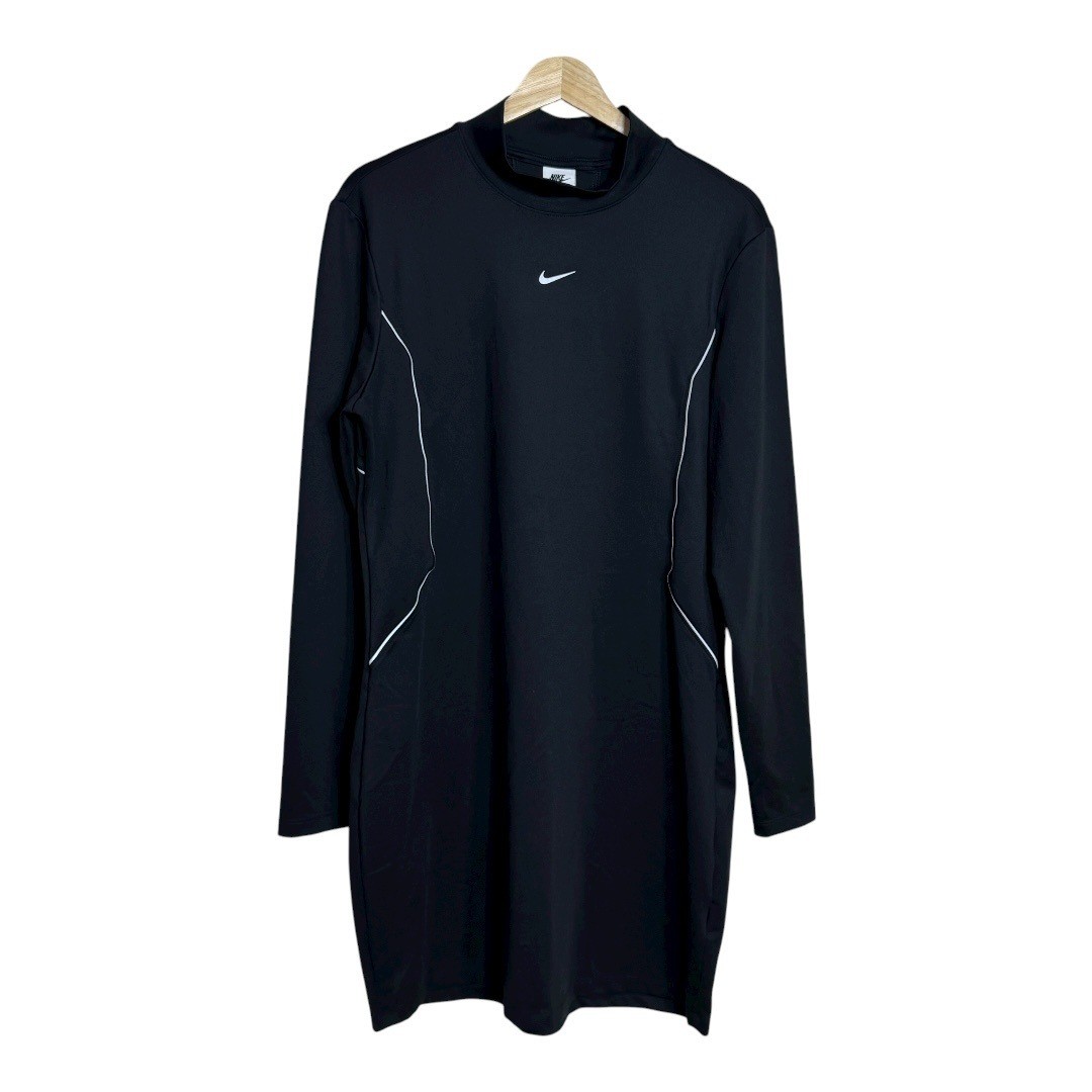 Nike Sportswear Black Mock Neck Long Sleeve Bodycon Dress XL