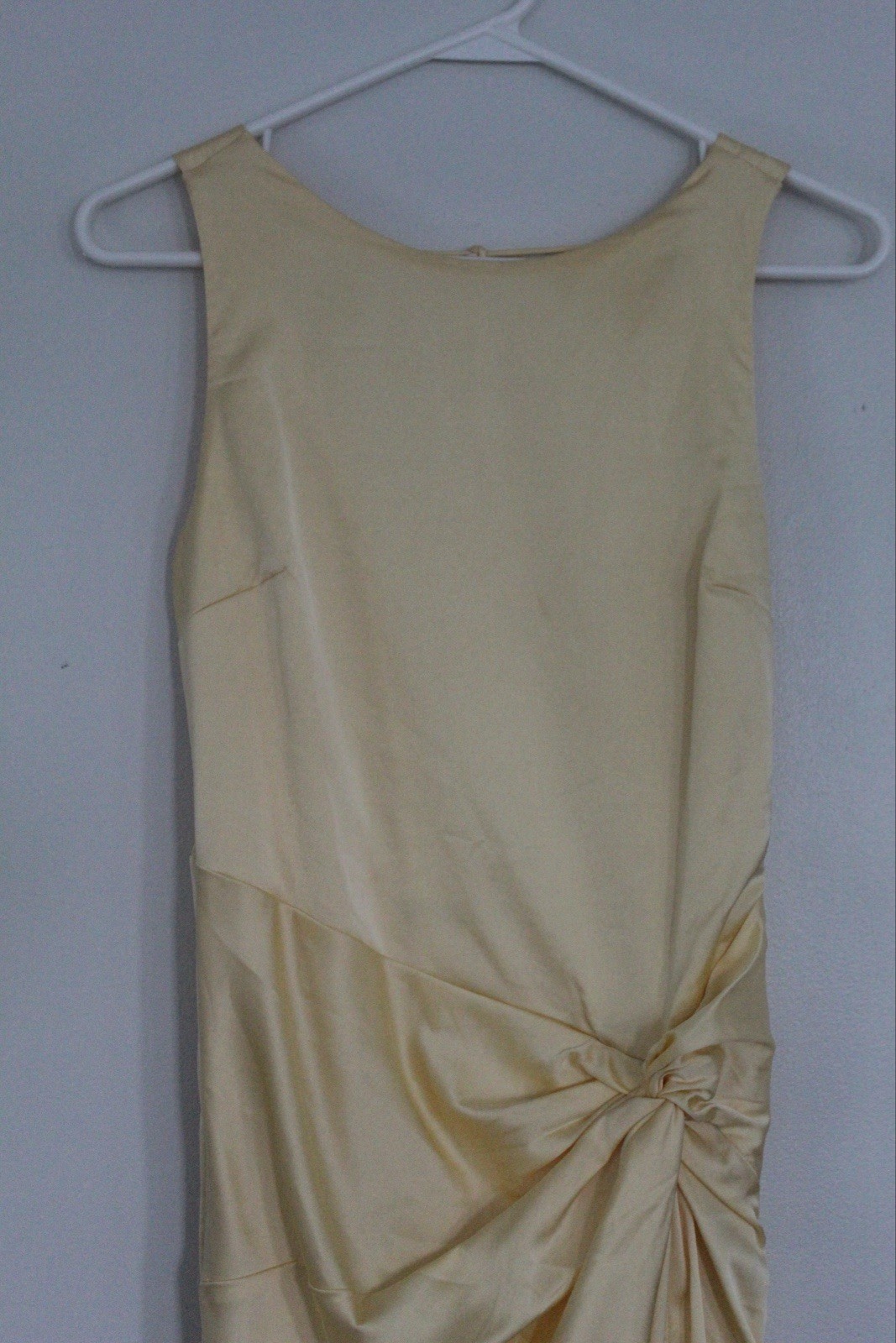 Abercrombie & Fitch Beige Satin Ruched High Neck Open Back Long Dress S