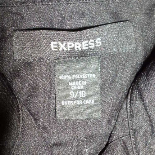 DESIGNER EXPRESS 100% POLYESTER LONG SLEEVE BUTTON UP BLACK DRESS SIZE 9/10