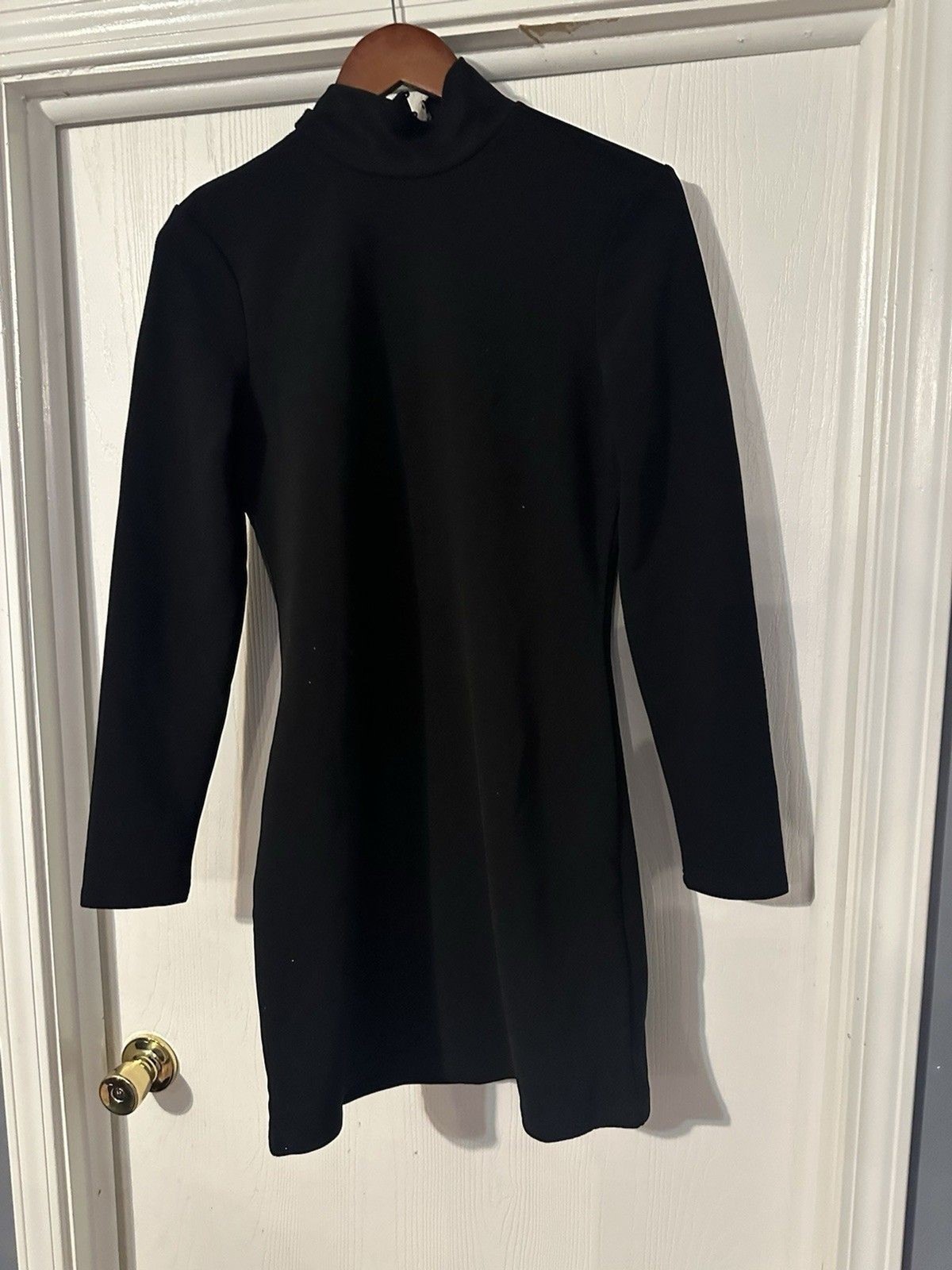 Vero Moda Dress Small Black Long Sleeve Bodycon VMally High Neck Open Back
