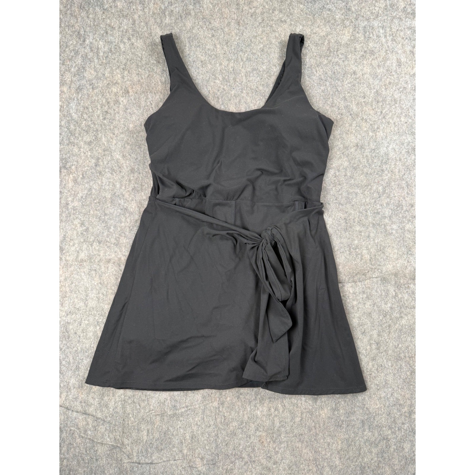 JoyLab Women Black Activewear Exercise Dress Tie Waist Built-in Shorts Large