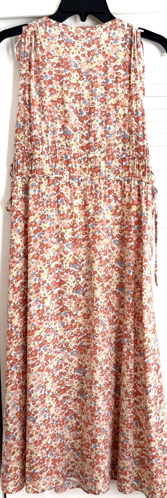 Rails $228 Constantine Sleeveless Cinched Waist Midi Dress Orange Wildflower S