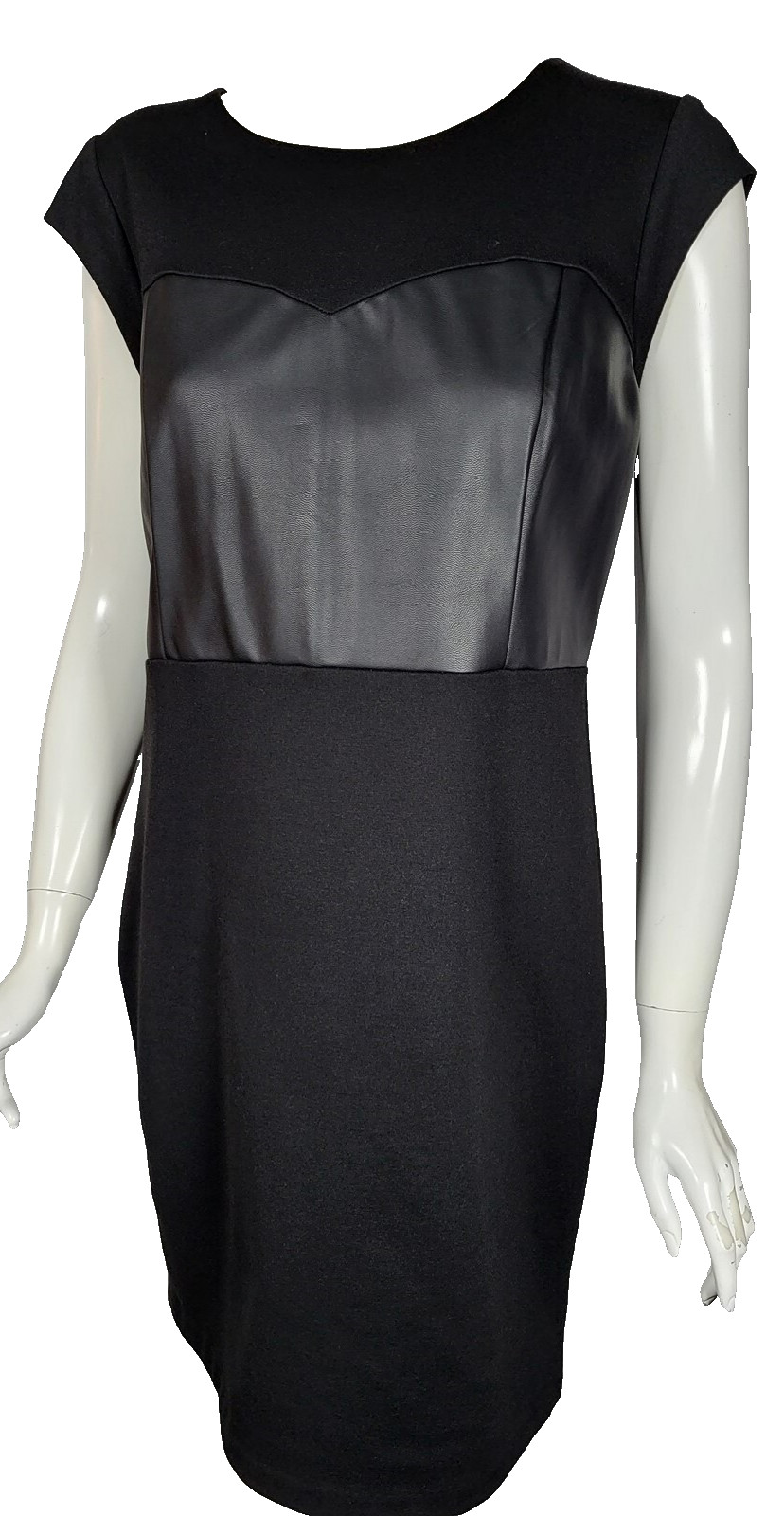 MICHAEL MICHAEL KORS Black Ponte Knit Synthetic Leather Dress sz 10 NWT $150