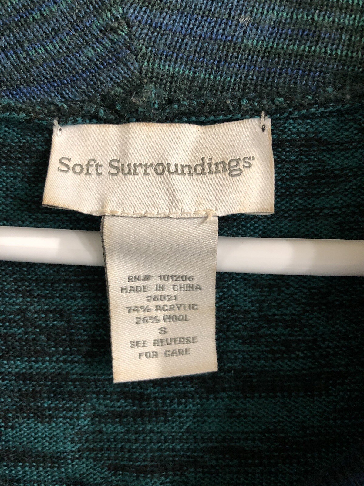 SOFT SURROUNDINGS ~ Sweater Dress Marled Blue Green Cowl Neck Wool Blend SMALL