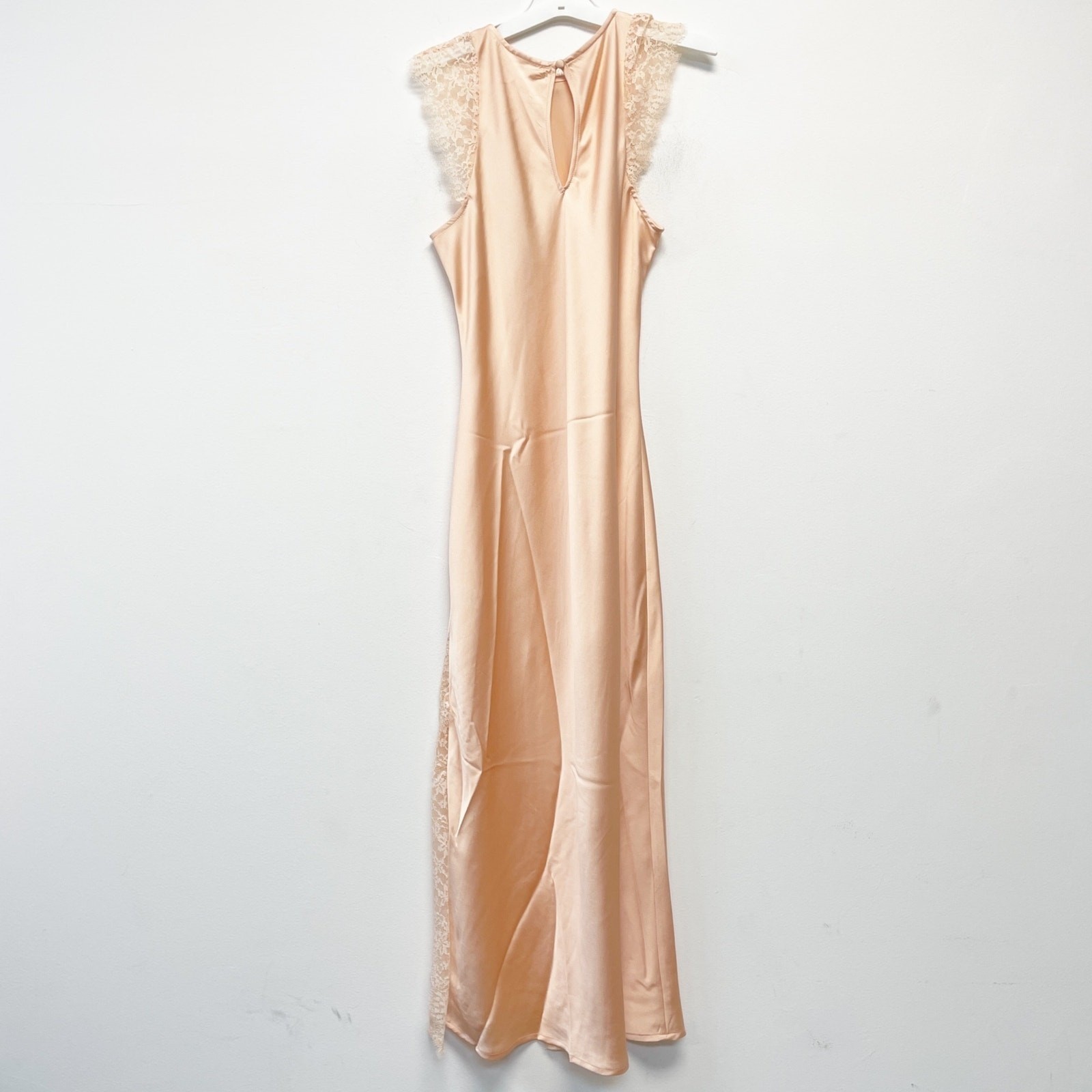 Future Collective Women’s Sleeveless Lace Trim Maxi Dress Peach Orange Size XS